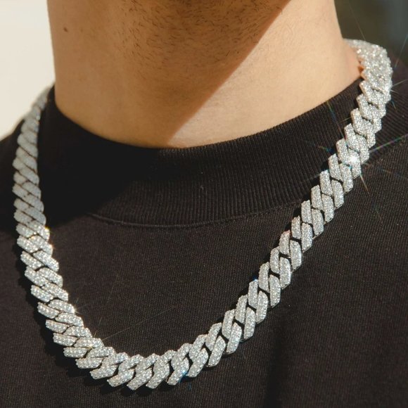 CERNUCCI DIAMOND PRONG LINK CHAIN WHITE GOLD - Picture 1 of 7